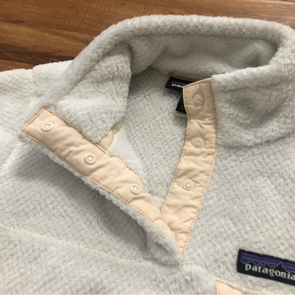 Patagonia Raw Linen White Cream X-Dye Retool Snap T Fleece Jacket Pullover Top M - Picture 5 of 10